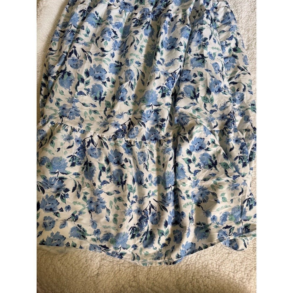 Maxi Dress Women OS Blue White Like New Floral Halter Tiered Summer